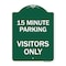 Signmission Reserved Parking 15 Minute Parking for Visitors Only, Green & White Alum, 18" x 24", GW-1824-23055 A-DES-GW-1824-23055 - alternate 1